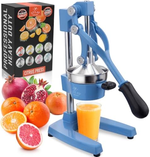 Zulay Kitchen Cast Iron Juicer - Heavy Duty Orange Juicer with Detachable Strainers for Easy Cleaning, Citrus Press for Citrus Fruits, Perfect for Bartenders, Juice Lovers & Health Enthusiasts