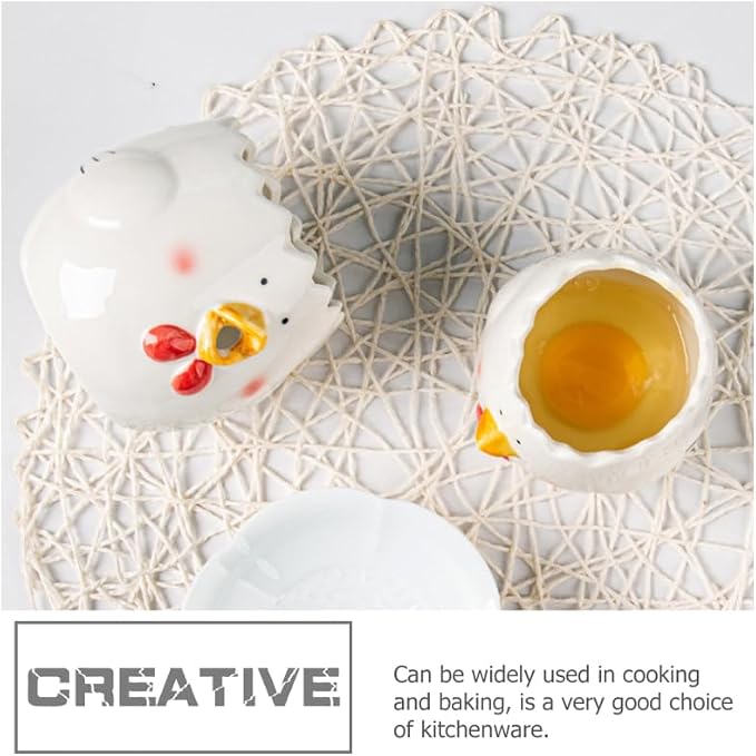 Ceramic Egg Separator Chick Shape Lightweight Kitchen Tool for Yolk and White Separation 4.1X4.1X3.9 Inch