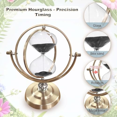 Hourglass Sand Clock Timer, Vintage Brass Hour Glass 60 Minute for Decor