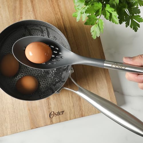 Oster Chadswyck 13.8” Slotted Cooking Spoon, Heat Resistant Silicone Head, Safe for Nonstick Cookware, Dishwasher Safe