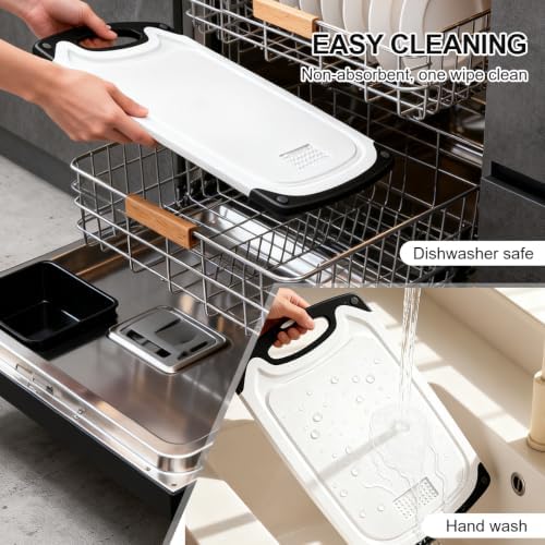 Viretang Dishwasher Safe Cutting Board for Kitchen, 3 Pieces, Grinding Area