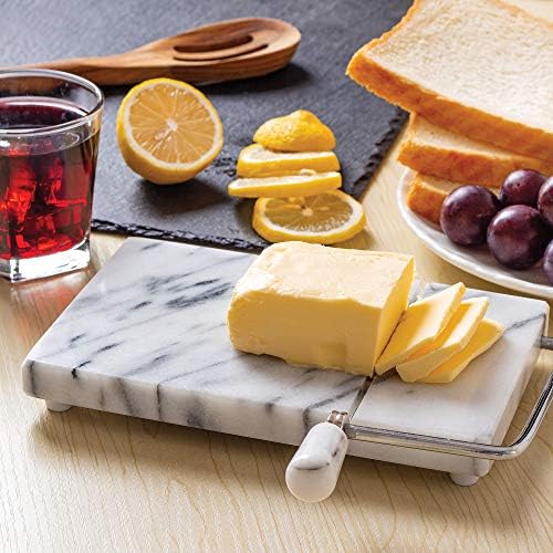 Fox Run 3852 Marble Cheese Slicer with 2 Replacement Wires, White, Medium