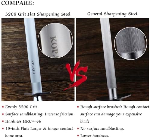 Sharpening Steel Knife Sharpener Rod Flat 10 IN Honing Steel for Knife