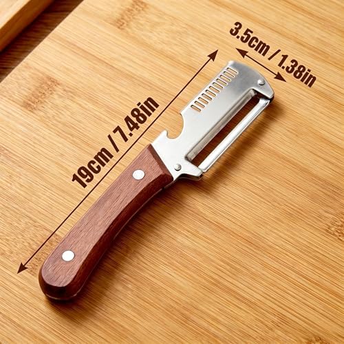 Multi-Functional Vegetable Peeler for Kitchen, Ultra-Sharp Stainless Steel Blade with Wooden Handle and Bottle Opener, For Fruits and vegetables (1 Pcs)
