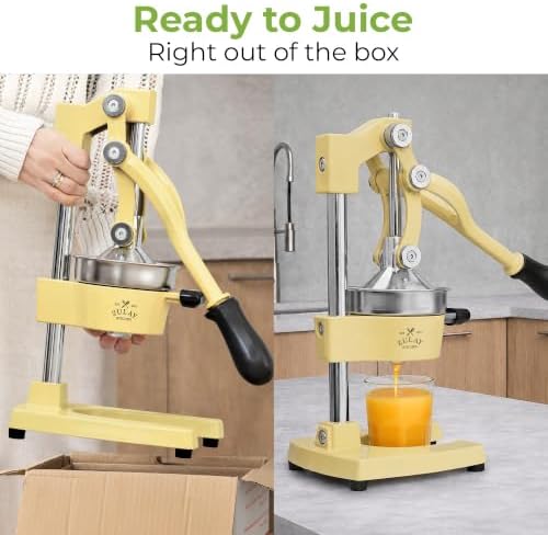 Zulay Kitchen Cast Iron Juicer - Heavy Duty Orange Juicer with Detachable Strainers for Easy Cleaning, Citrus Press for Citrus Fruits, Perfect for Bartenders, Juice Lovers & Health Enthusiasts