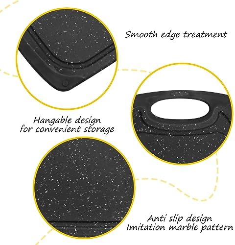 Saihisday Cutting Board 9.8"L x 5.9"W Mini Kitchen Cooking Board Mats Non-Slip Bar Cutting Boards Dishwasher Safe Plastic Chopping Boards for Salad Sandwich Cheese Juice Grooves Grip Handle