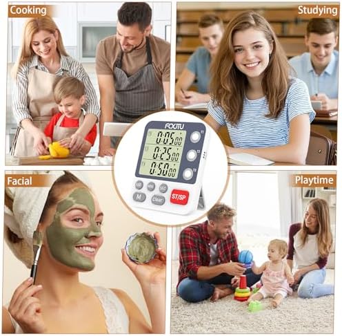 Digital Dual Kitchen Timer, 3-Channel Magnetic Countdown Timer for Cooking