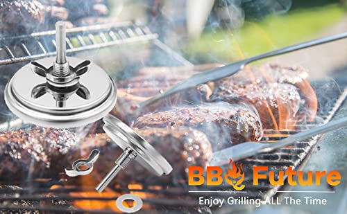 1.85 Inch BBQ Thermometer Gauge for Multiple Grills and BBQ Smokers, Barbecue Grill Temperature Gauge Replacement Parts, Silver