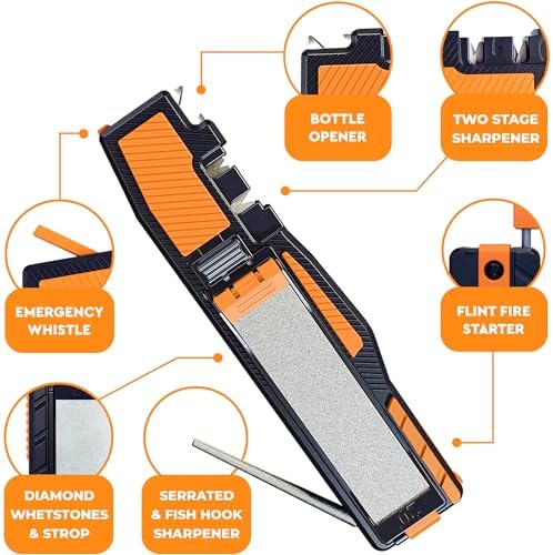 Orange Ninja Pocket Field Knife Sharpener – Portable 6-in-1 Sharpening Kit