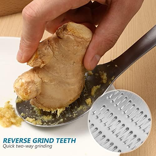 2pcs Stainless Steel Garlic Ginger Fruit Vegetable Grater Spoon Press Garlic Crusher Mincer Cutter Zester for Cheese Chocolate Baby Food Kitchen