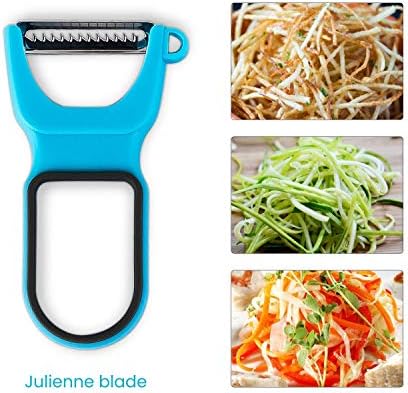 Colorful 3in1 Fruit & Vegetable Peeler Set Hollow-out Design Food Grade Plastic - Plane, Julienne, Serrated