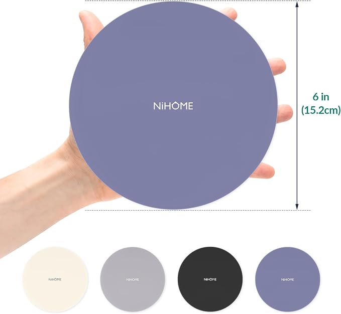 NiHome Silicone Jar Opener Gripper Pads, 6 In for Seniors, Neutral, 4 Pack | Textured Back Pattern For Superior Grip, Food-Grade Silicone, Heat-Resistant Multi-Use Kitchen Pad For Jars, Pots, Spoons