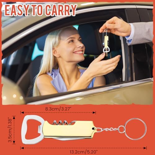 Ziliny 24 Pcs Wine Bottle Opener Keychains Bulk Corkscrew, Gold