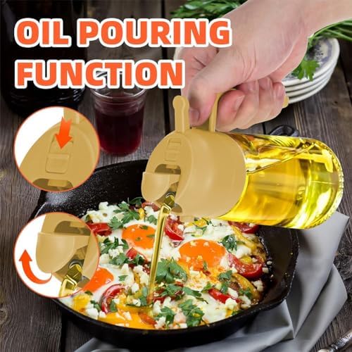 Oil Dispenser for Kitchen Spray, Oil Dispenser Bottle Spray and Pour, 2 in 1 Olive Oil Dispenser Bottle for Kitchen, 16oz/470ml Glass Oil Bottle for Air Fryer, Salad, Frying, BBQ ( Color : Black )