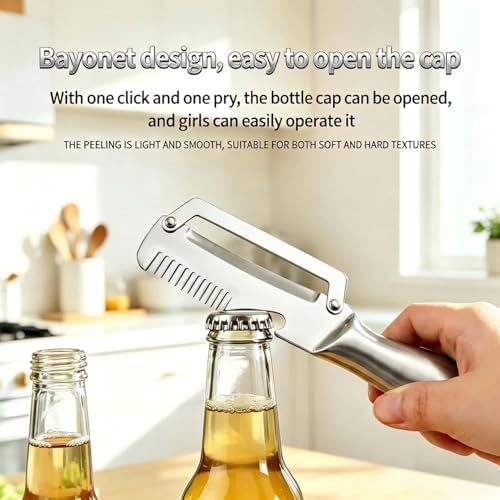 Premium Vegetable Peeler with Wooden Handle and Bottle Opener, Multi-Functional Vegetable Peeler for Fruit Pumpkin Peeling Potato and other vegetables or fruits (B-3pcs)