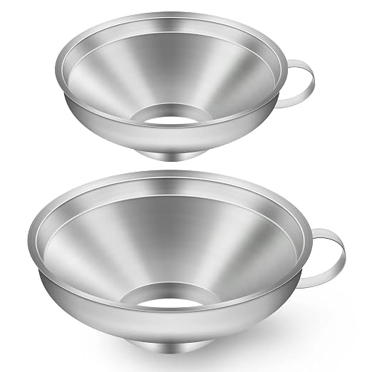 2 Pack Canning Funnel Stainless Steel Wide Mouth Funnel with Handle for Wide and Regular Mason Jars