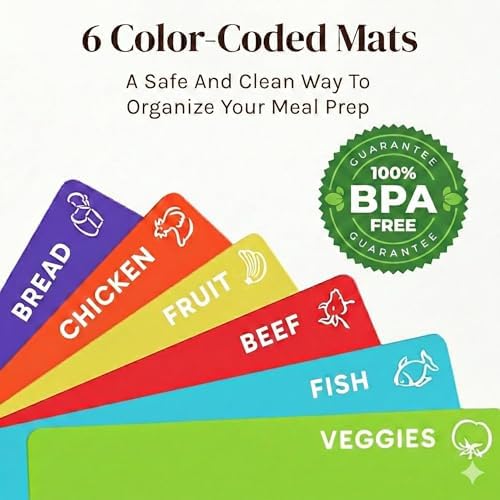 Dark Bamboo Cutting Board Set with 6 Mats, Wood Cutting Boards for Kitchen
