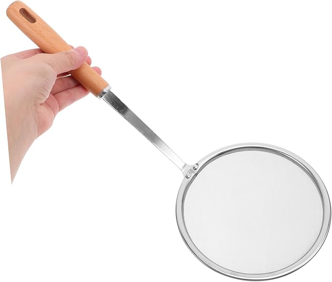 PRETYZOOM Kitchen Colander Ladle Hand Strainer Slotted Spoon Stainless Steel Oil Filter Spoon Cooking Strainer