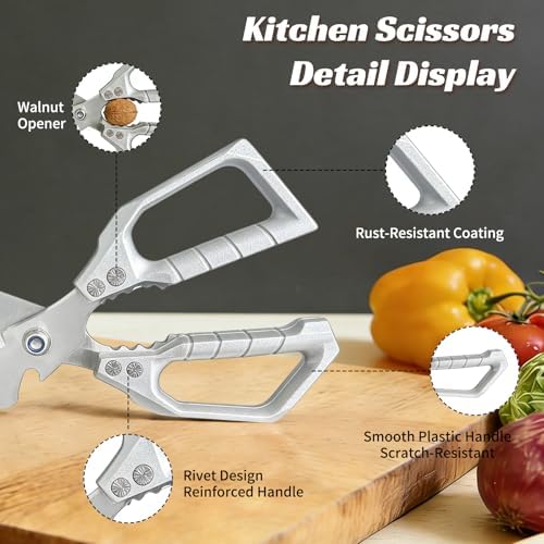Heavy Duty Kitchen Scissors,Sharp Stainless Blades with ABS Handle