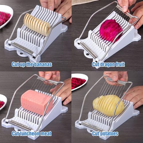 Easy Press Food Slicer with 12 Stainless Steel Wires - Heavy Duty Tomato and Soft Fruit Slicer, Cheese Cutter (Yellow)