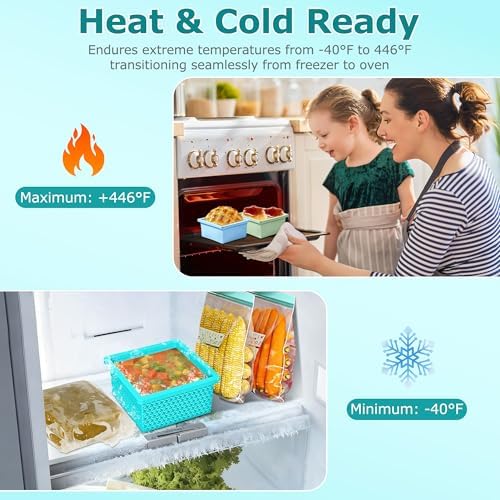 Silicone Freezer Molds for Soup Cube - 2-Cup Freezer Storage Container Tray with Lid,4 Pack Stackable Ice Cube Trays for Portion Control,Food Storage & Meal Prep (Blue+Green+Light Blue+Dark Gray)