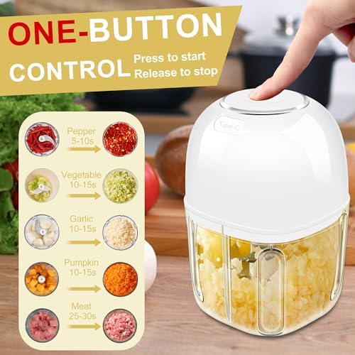 350ML (1.4 Cup) Electric Garlic Chopper, Portable Mini Food Processor