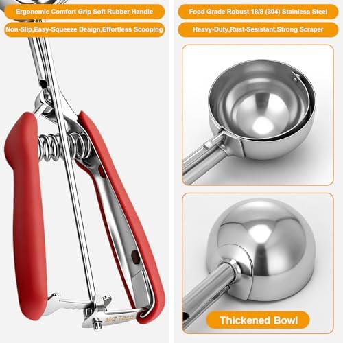 Color-Coded Cookie Scoop Set with Engraved Sizes,3 Sizes for Baking