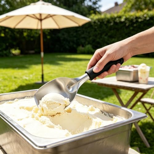 Heavy Duty Flat Ice Cream Spade Scoop with Plastic Handle 2 Pack