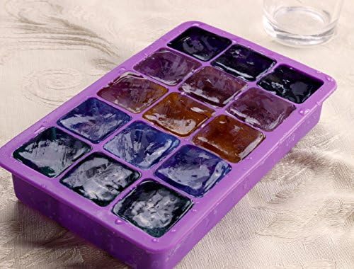 Ice Cube Mold Elbee Home 2 Pack Silicone Ice Cube Tray Flexible 15 Cube Purple Silicone Ice Cube Trays Made from Food Grade Silicone are Reusable & BPA Free Perfect for Whiskey and Cocktails