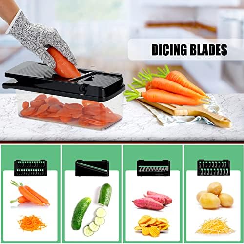 Vegetable Chopper, KATHSI Food Choppers Onion Chopper Vegetable Slicer Cutter Dicer Veggie chopper with Container,8 Blades, Black