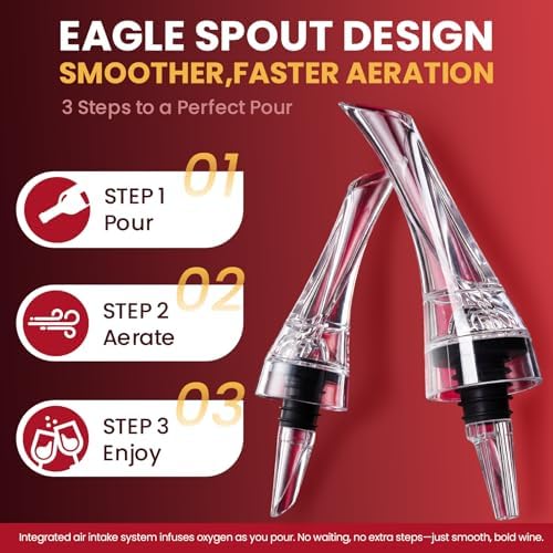 Wine Aerator Pourer Spout, 2 Pack, Drip-Free Pouring, Instant Aeration