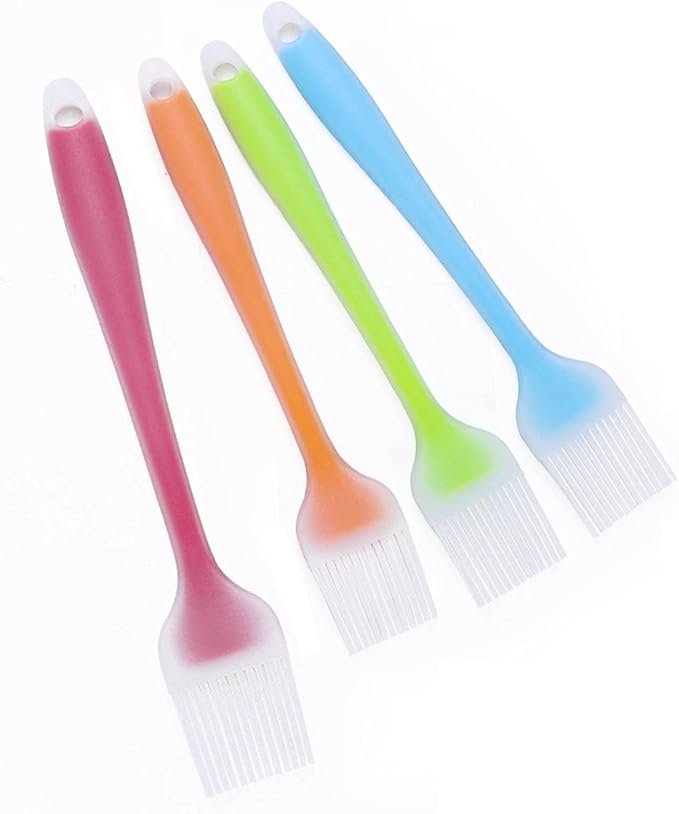 4 Piece Set Silicone Applicator Brush Grill Brush Heat Resistant Oil Seasoning Brush Cooking Silicone Non-stick Cake Bread Cream Applicator Pastry Brush Suitable for Kitchen Tableware