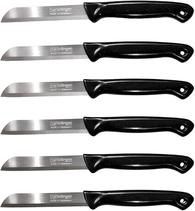 Quantity 6 Pcs Paring Knife Set – Sharp Serrated German Stainless Steel Solingen Kitchen Knives – Best Utility Chef Knives for Fruit & Vegetable Cutting, Multi Color