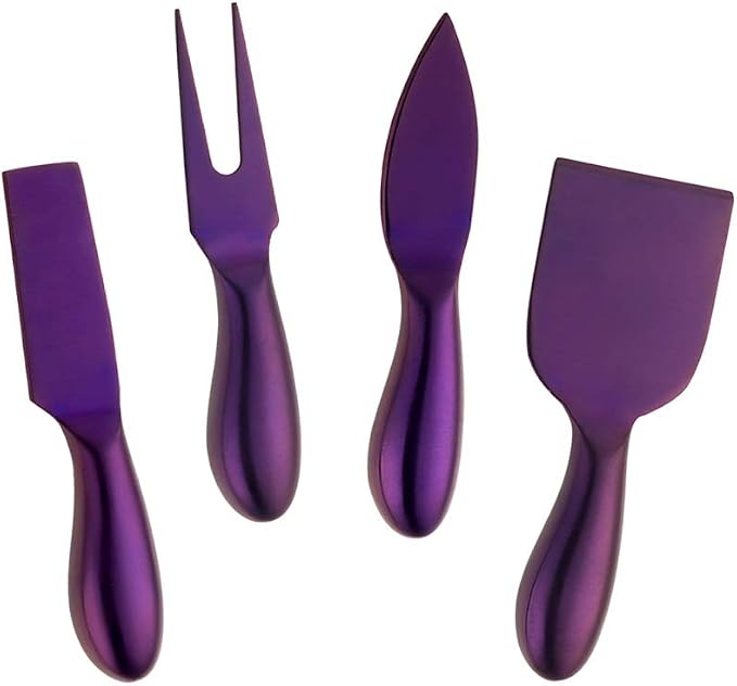 Cheese Knife Set，Stainless Steel Cheese Tool，Ergonomic Design&Easy To Use， for Birthday/Parties/Wedding/Bridal Shower/Housewarming and Anniversary (purple)