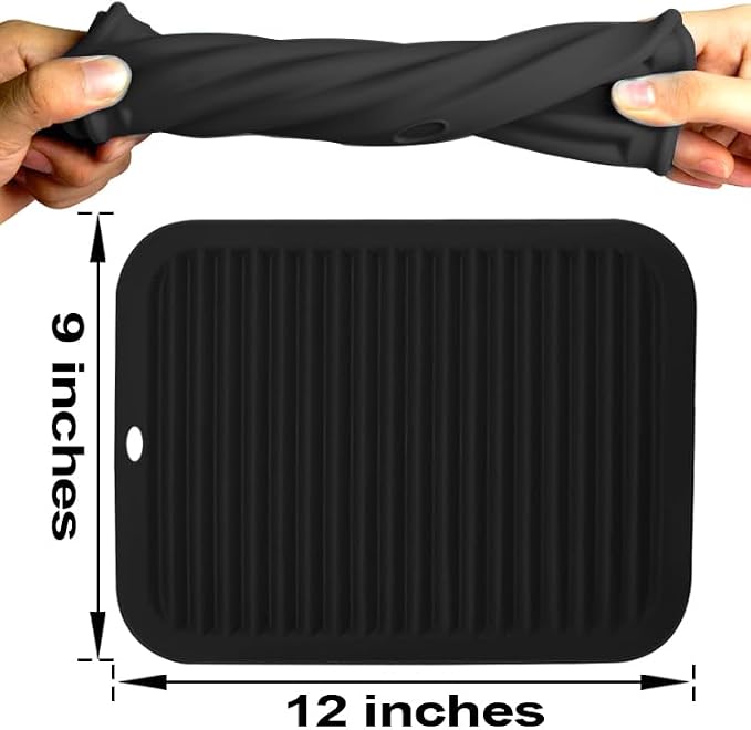 4 - Pack Multi - Purpose Silicone Mats | Heat Resistant Pot Holders for Kitchen | Non - Slip Hot Pads for Hot Pots, Pans & Quartz Countertops | Gray Kitchen Mats (Gray)