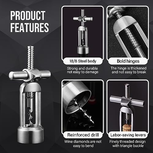 screwpull-levers wine opener corkscrew self pulling corkscrew 18/8 stainless steel wine opener