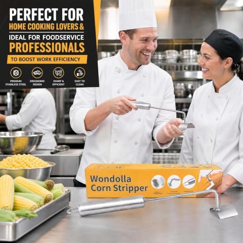 WONDOLLA Corn Stripper，2 Professional Corn Threshers，New long-handled stainless steel corn thresher featuring a hook design for easy kitchen storage.(2-piece set)