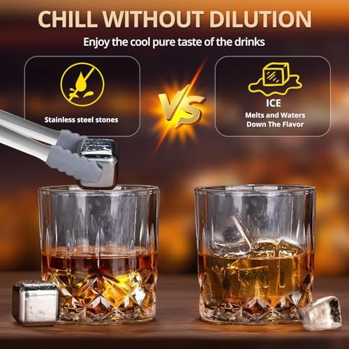 Whiskey Glasses Gifts Set for Men, Whiskey Stones Bourbon Drinking Glass with Wooden Gift Box, Cocktails Scotch Cups Birthday Gift Set for Him