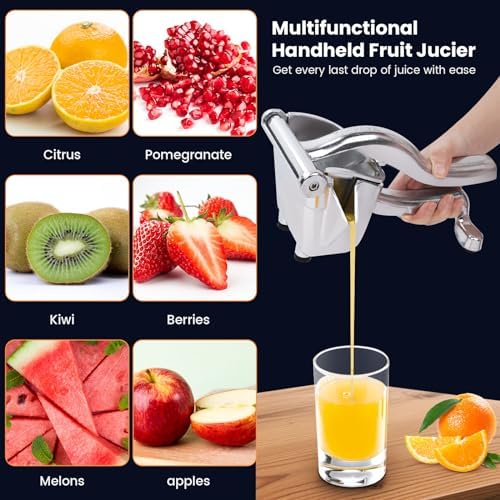 Lemon Squeezer Heavy Duty Juicer Hand Press Premium Quality Lemon Squeezer Manual Citrus Press Juice Extractor Lemon Lime Juicer Handheld Orange Juice Squeezer Fruit Juicer-Silver
