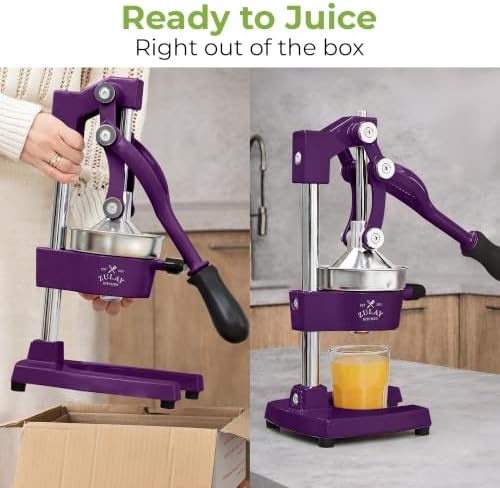 Zulay Kitchen Cast Iron Juicer - Heavy Duty Orange Juicer with Detachable Strainers for Easy Cleaning, Citrus Press for Citrus Fruits, Perfect for Bartenders, Juice Lovers & Health Enthusiasts