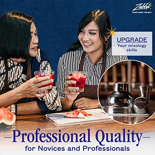 Nuvantee Cocktail Shaker Set – Premium, Stainless-Steel Shakers for Making Cocktails - Mixing Kit w/Strainer, Jigger & Recipe eBook