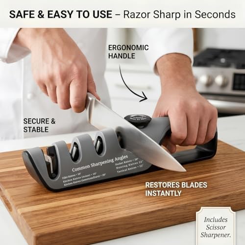 DRAVEX 4-Stage Professional Knife Sharpener Adjustable Angle Guide