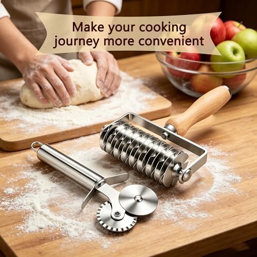 Stainless Steel Pastry Lattice Roller Cutter Pastry Cutter Double Wheel Kit
