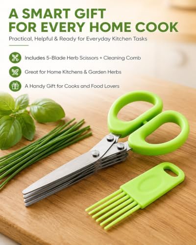 5 Blade Multi Layer Stainless Steel Herb Kitchen Scissors Food Fast Slicing