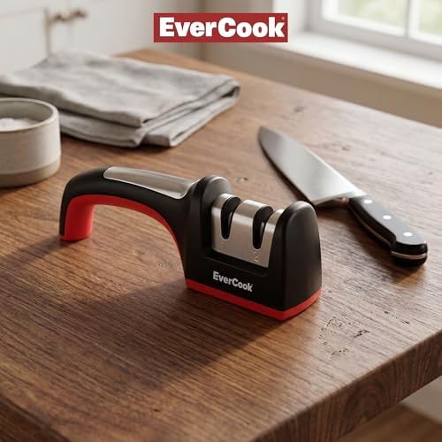 Precision Knife Sharpener for Kitchen Knives, 2-Stage Diamond Sharpening System (360/600 Grit), Non-Slip TPE Base, Stainless Steel Accents
