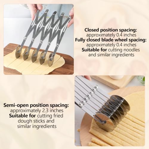 5-Wheel Pastry Cutter, Expandable Stainless Steel, 2-Pack
