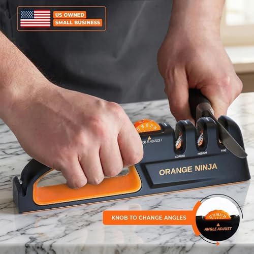 5 Precision Adjust Knife Sharpener- 3-Stage Premium Kitchen Knife Sharpener to Repair, Restore & Polish Blades by Sharp Pebble (Pack of 2)