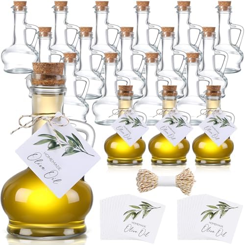 Vesici 20 Set 8.5 oz Mini Olive Oil Glass Bottle with Stopper, Party Favors