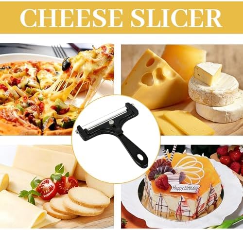 2 Pack Stainless Steel Wire Cheese Slicer with 4 Extra Wires,Cheese Slicer and Cutter Set for Block,Adjustable Manual Cheese Cutter,Butter Slicer Cutter,Cheese Peeler