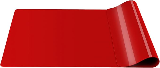 Silicone mats, Food-Grade Non-Slip Heat Resistant Mat Silicone Baking Mat 2MM Thick Pastry Mat,Countertop Protector Mat Hot Pad for Coffee Maker, Air Fryer, Toaster (Red)